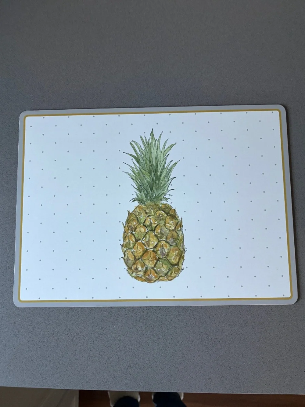 Cork Placemats Pineapple Set of 6 White Gray Gold